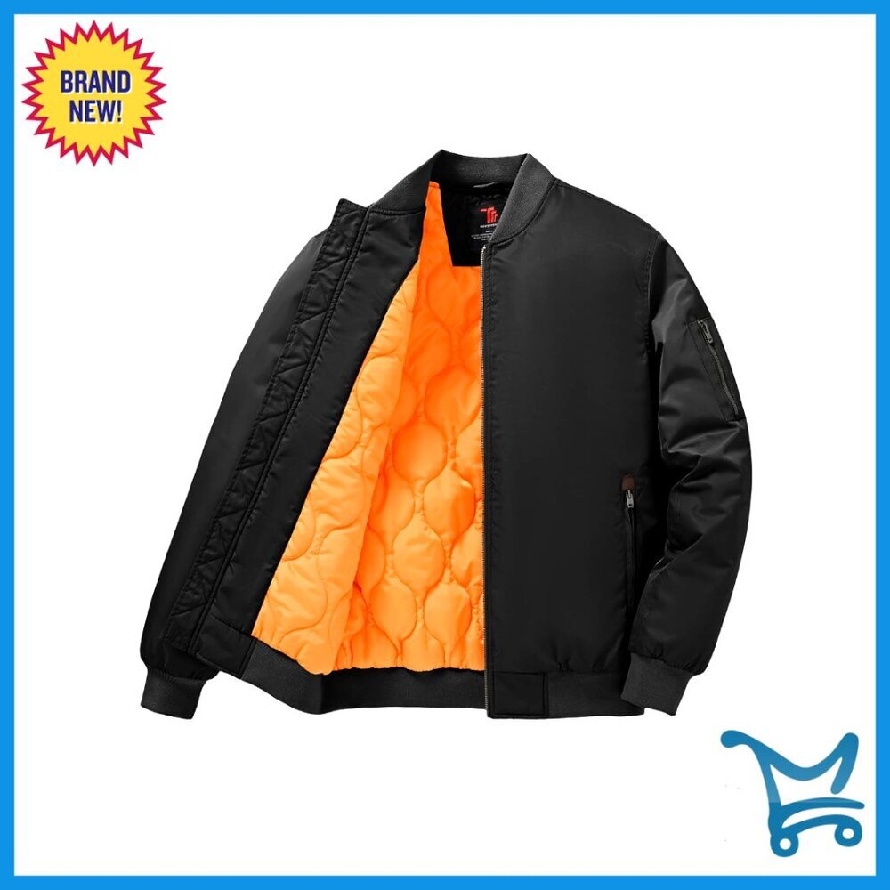 Men's Winter Bomber Jacket Windbreaker Padded Quilted Zip Pockets